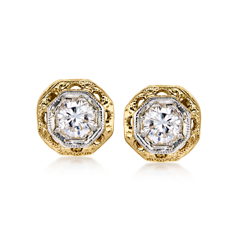 C. 1990 Vintage .50 ct. t.w. Diamond Stud Earrings in 14kt Yellow Gold