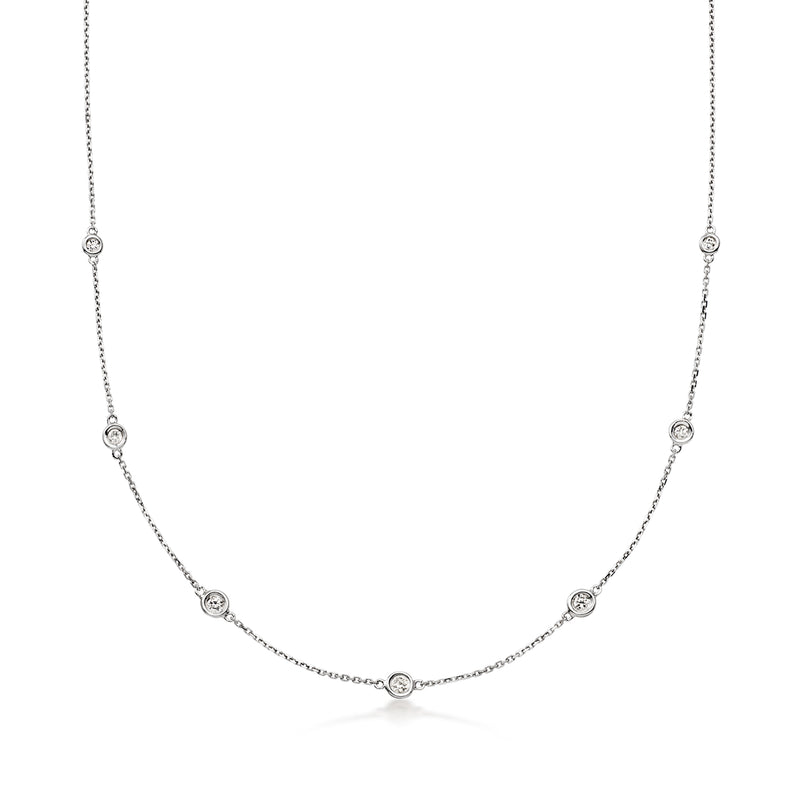 C. 1990 Vintage .40 ct. t.w. Diamond Station Necklace in 14kt White Gold. 18"