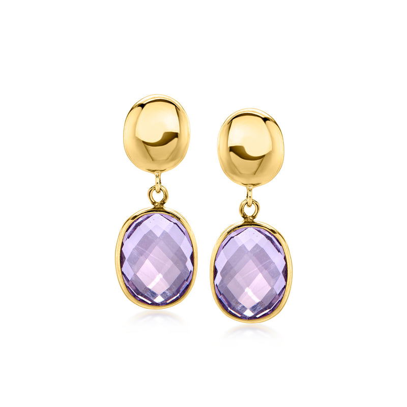 C. 2000 Vintage 5.00 ct. t.w. Amethyst Drop Earrings in 14kt Yellow Gold