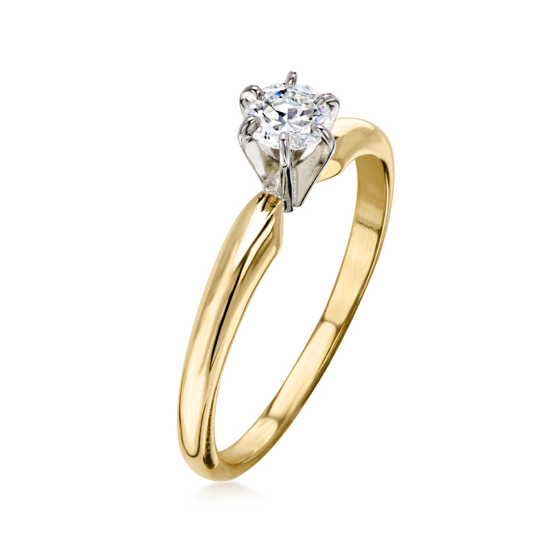 C. 1990 Vintage .25 Carat Diamond Solitaire Ring in 14kt Yellow Gold. Size 7