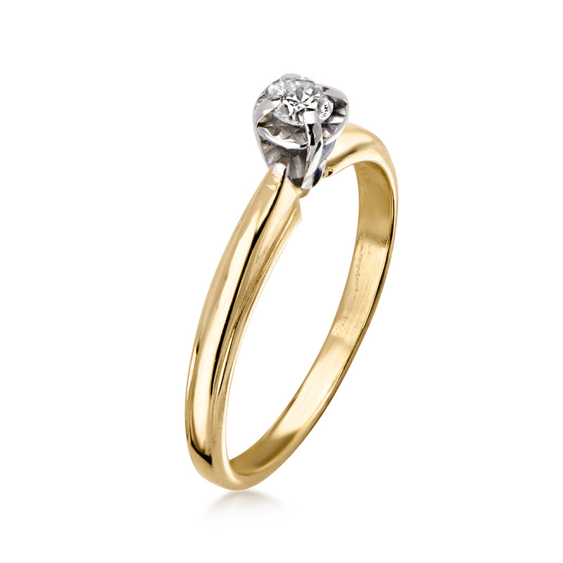 C. 1990 Vintage .12 Carat Diamond Solitaire Ring in 14kt Yellow Gold. Size 5.75
