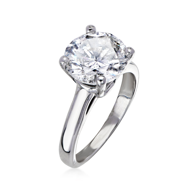 C. 1990 Vintage 3.85 Carat Diamond Solitaire Ring in 14kt White Gold. Size 6