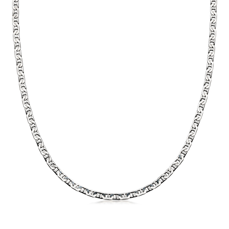 C. 1980 Vintage 4mm Sterling Silver Mariner-Link Necklace. 16"