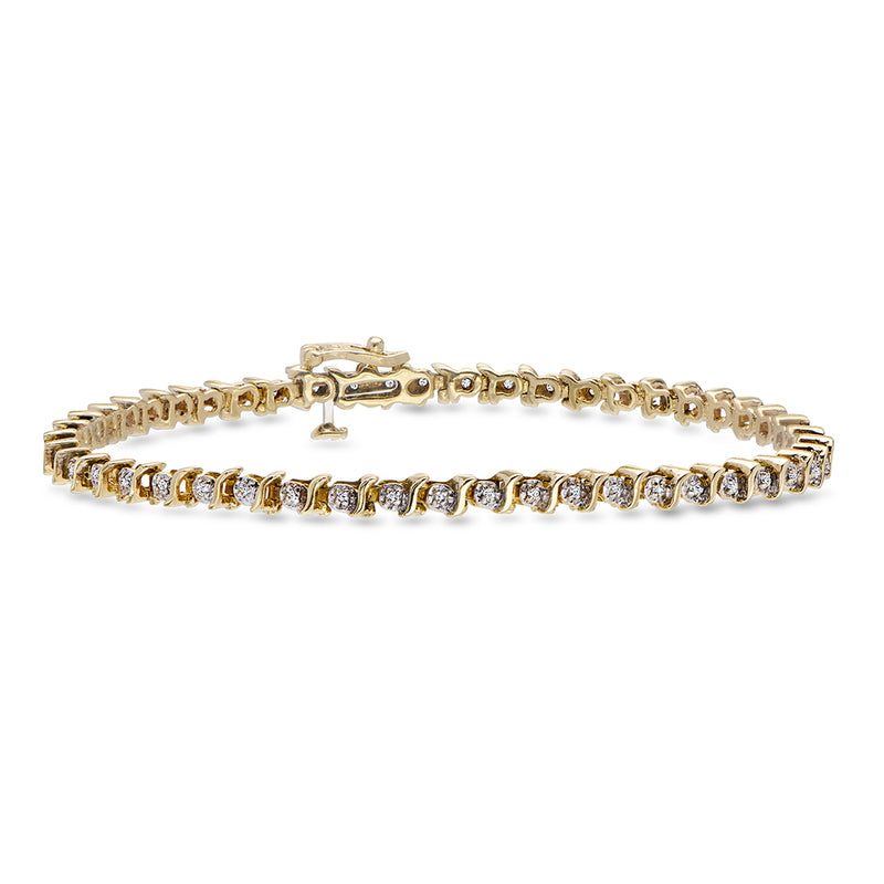 C. 1990 Vintage .25 ct. t.w. Bezel-Set Diamond Tennis Bracelet in 10kt Yellow Gold. 6.75"