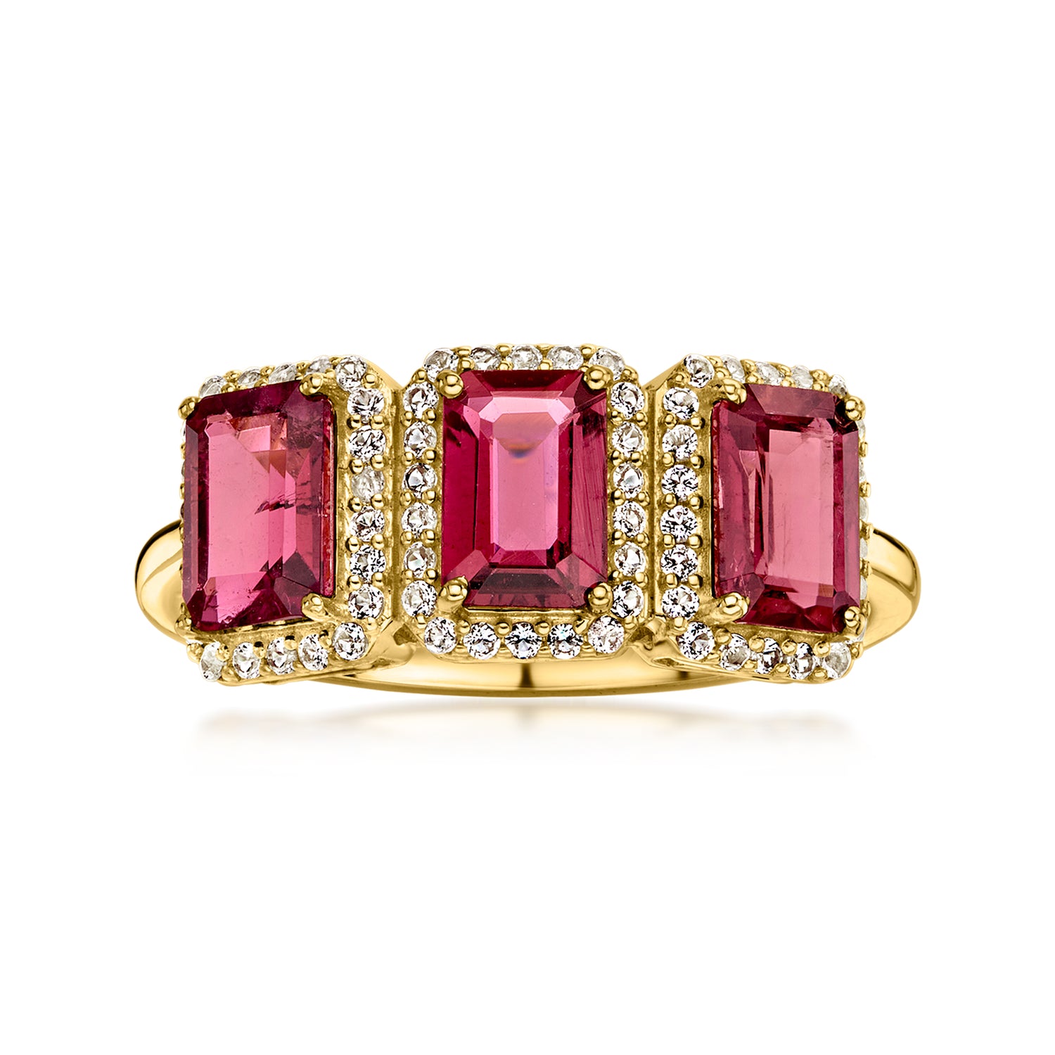 1.50 ct. t.w. Red Tourmaline Ring with .26 ct. t.w. Lab Grown Diamonds in 10kt Yellow Gold