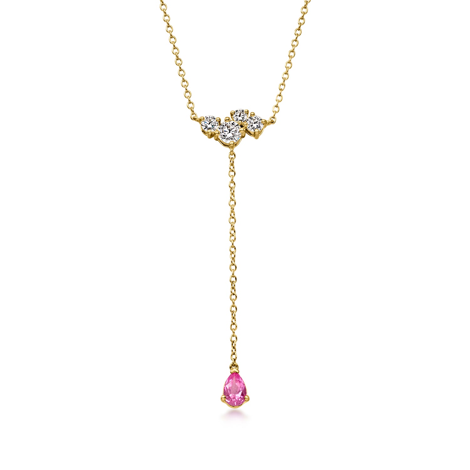 .50 Carat Lab Grown Pink Sapphire and .50 ct. t.w. Lab Grown Diamond Y-Necklace in 18kt Gold Over Sterling