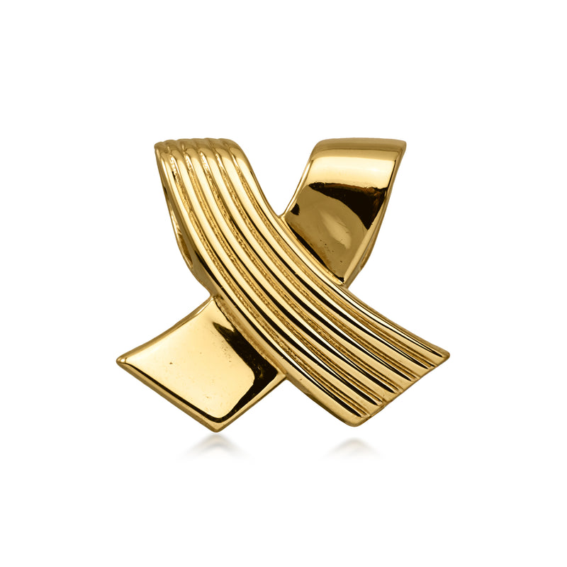 C. 1980 Vintage 14kt Yellow Gold X Slide Pendant