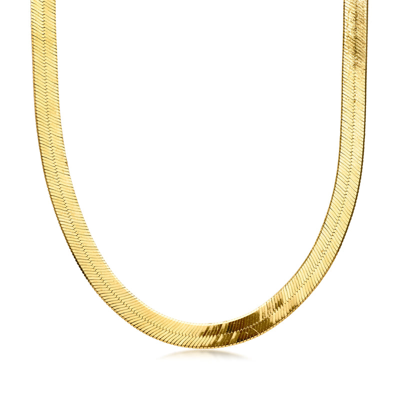 C. 1980 Vintage 7mm 14kt Yellow Gold Herringbone Necklace. 18"