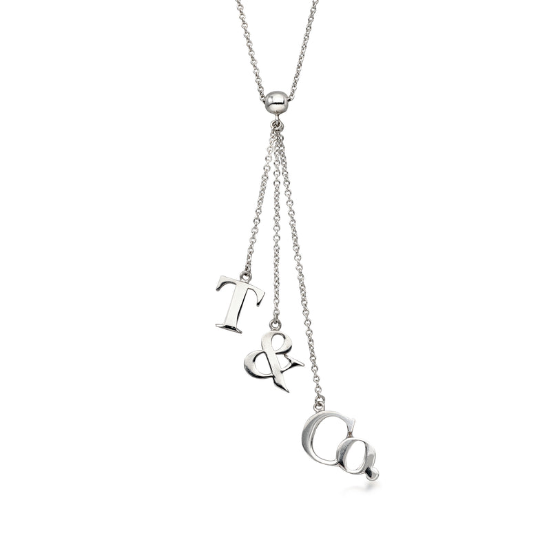 C. 2000 Vintage Tiffany Jewelry Sterling Silver "T & Co." Y-Necklace. 16"