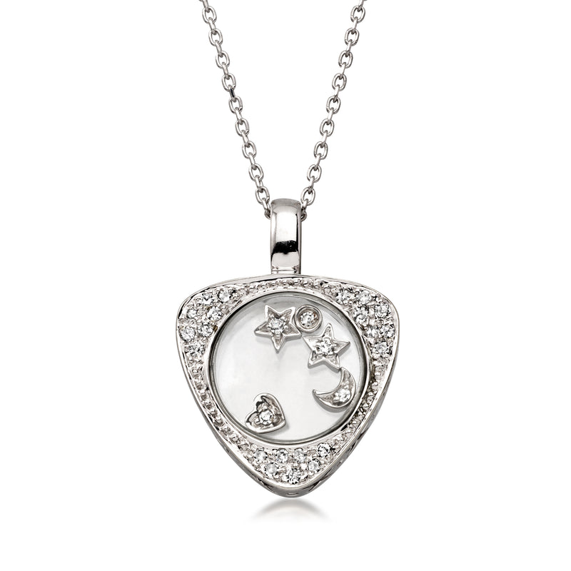 C. 2000 Vintage .26 ct. t.w. Floating Multi-Symbol Diamond Pendant Necklace in 18kt White Gold. 18"