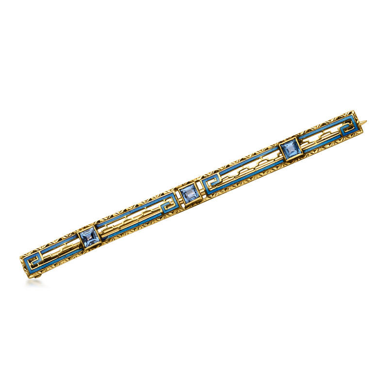 C. 1950 Vintage .45 ct. t.w. Sapphire Bar Pin in 14kt Yellow Gold