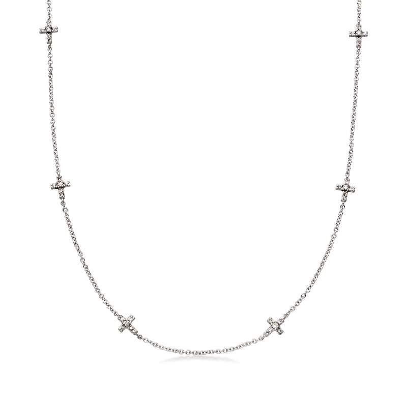 C. 2000 Vintage .30 ct. t.w. CZ Cross Station Necklace in Sterling Silver. 18"