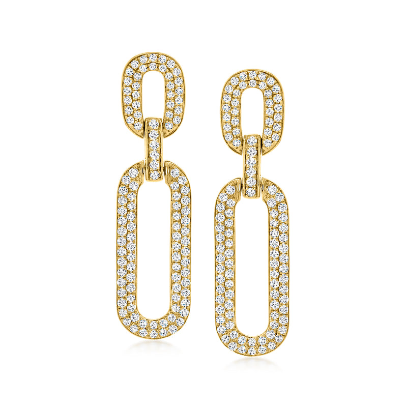 1.10 ct. t.w. Diamond Oval-Link Drop Earrings in 14kt Yellow Gold