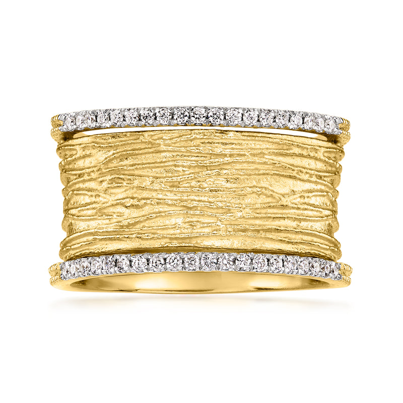 .20 ct. t.w. Diamond Ridged Ring in 14kt Yellow Gold. Size 6.5
