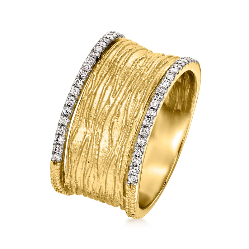 .20 ct. t.w. Diamond Ridged Ring in 14kt Yellow Gold. Size 6.5