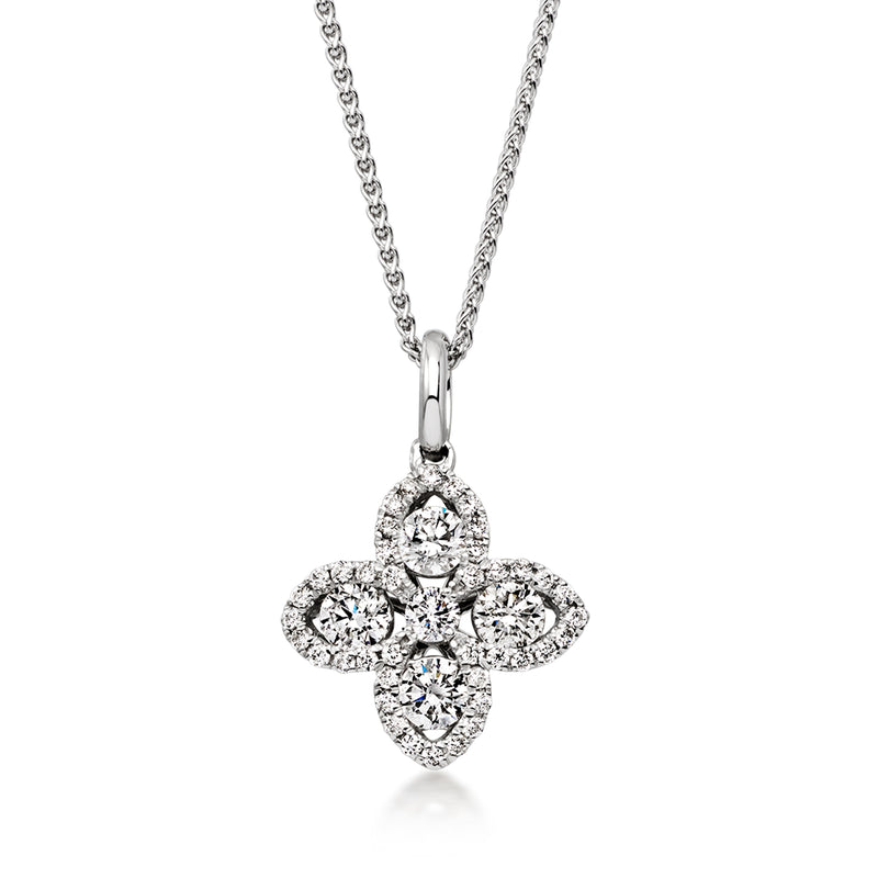 .45 ct. t.w. Diamond Flower Pendant Necklace in 14kt White Gold. 16"