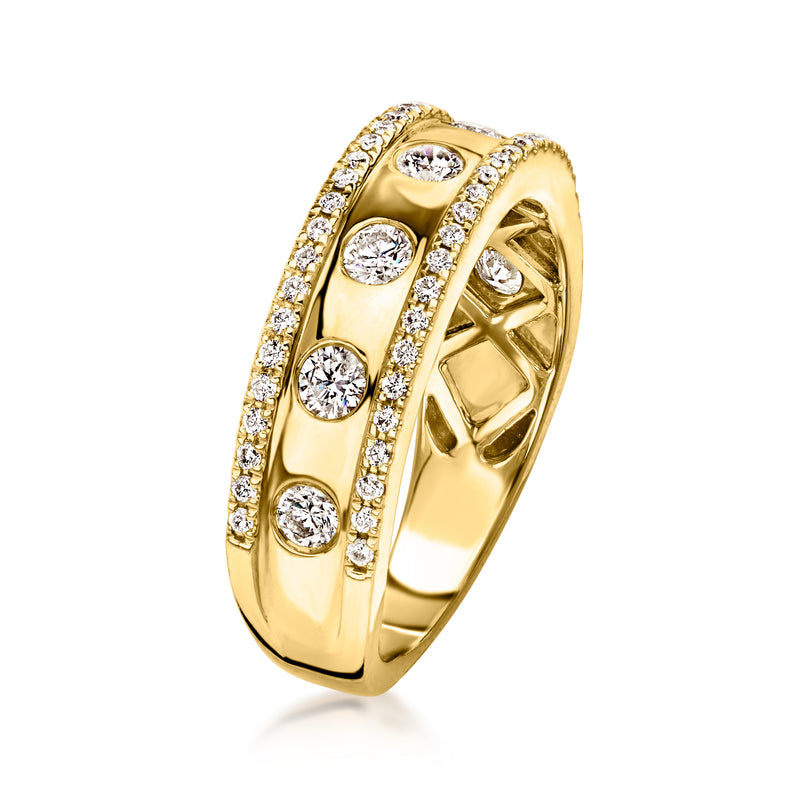 .65 ct. t.w. Diamond Station Ring in 14kt Yellow Gold. Size 6.5