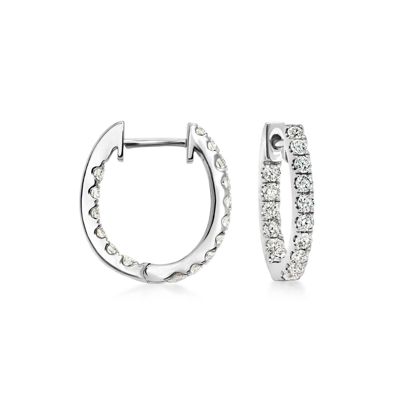.80 ct. t.w. Diamond Inside-Outside Hoop Earrings in 14kt White Gold. 5/8"