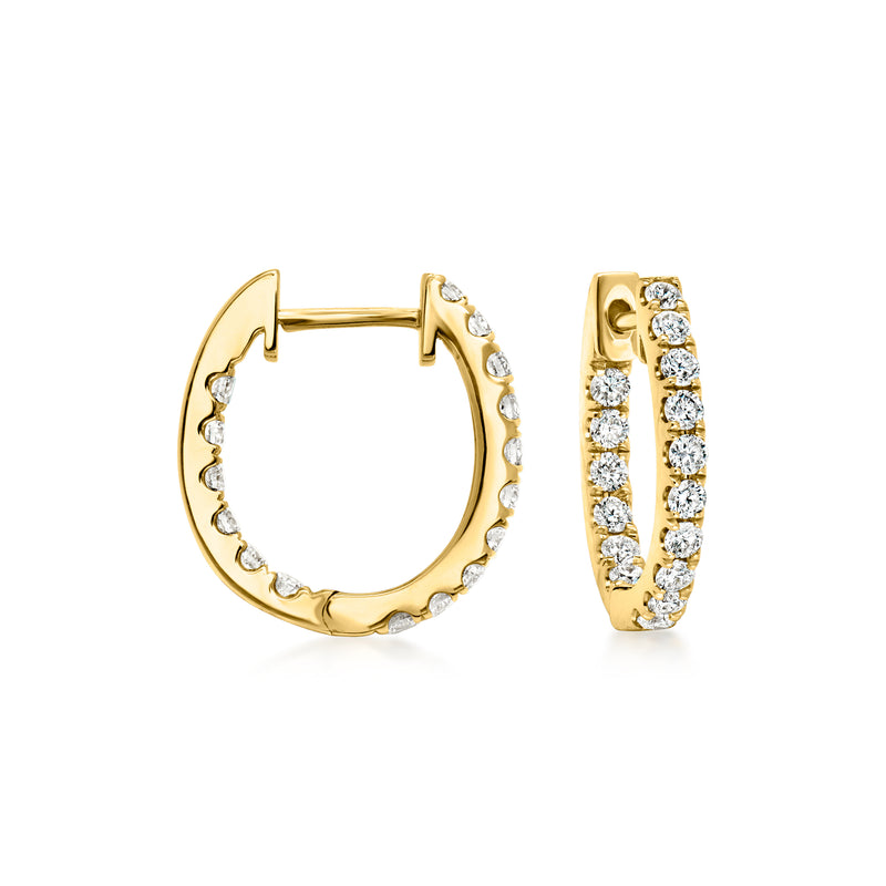 .80 ct. t.w. Diamond Inside-Outside Hoop Earrings in 14kt Yellow Gold. 5/8"