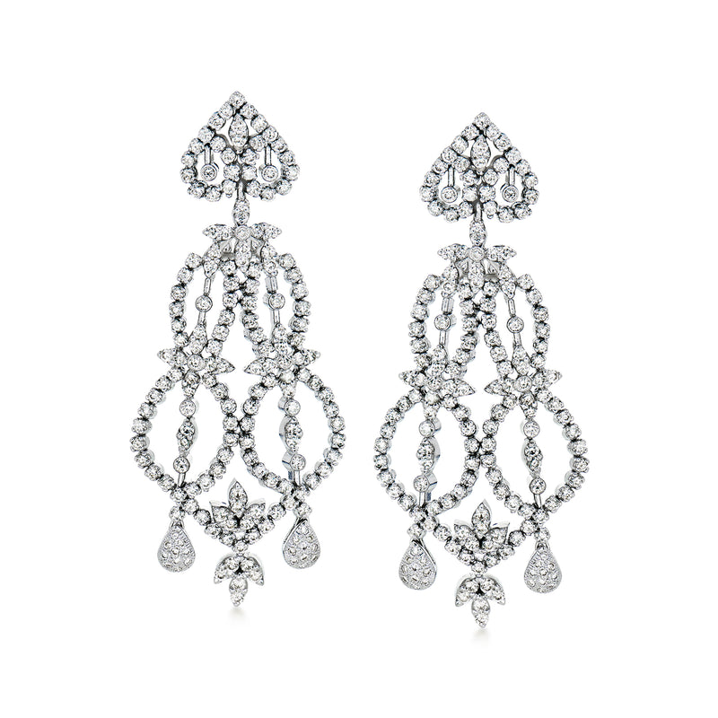 C. 1980 Vintage 9.00 ct. t.w. Diamond Chandelier Earrings in 18kt White Gold