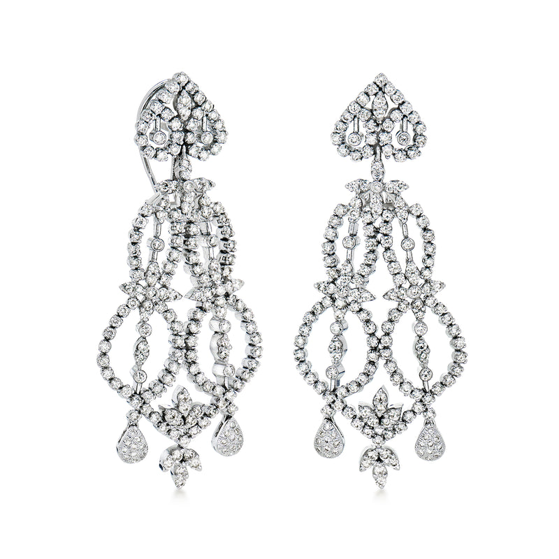 C. 1980 Vintage 9.00 ct. t.w. Diamond Chandelier Earrings in 18kt White Gold
