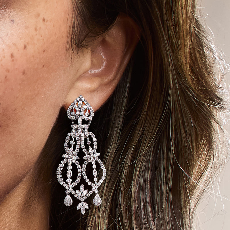 C. 1980 Vintage 9.00 ct. t.w. Diamond Chandelier Earrings in 18kt White Gold