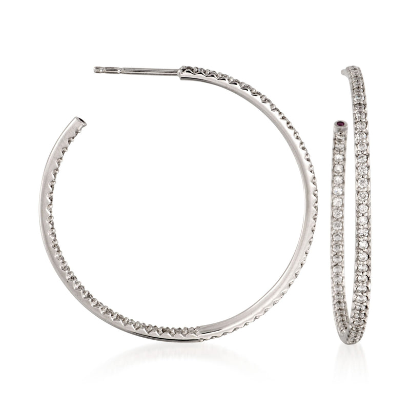 Roberto Coin diamond inside-outside hoop earrings in 18kt white gold
