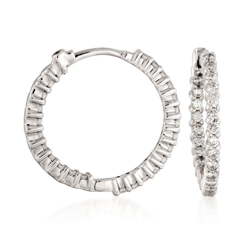 Roberto Coin diamond inside-outside hoop earrings in 18kt white gold