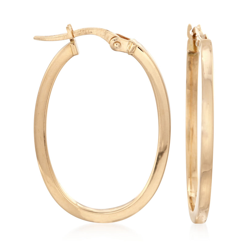 Roberto Coin oval hoop earrings in 18kt yellow gold with hinge clasp