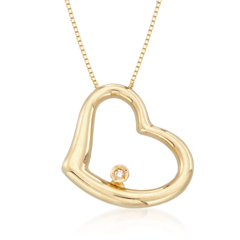 Roberto Coin 18kt yellow gold heart pendant necklace with diamond accent