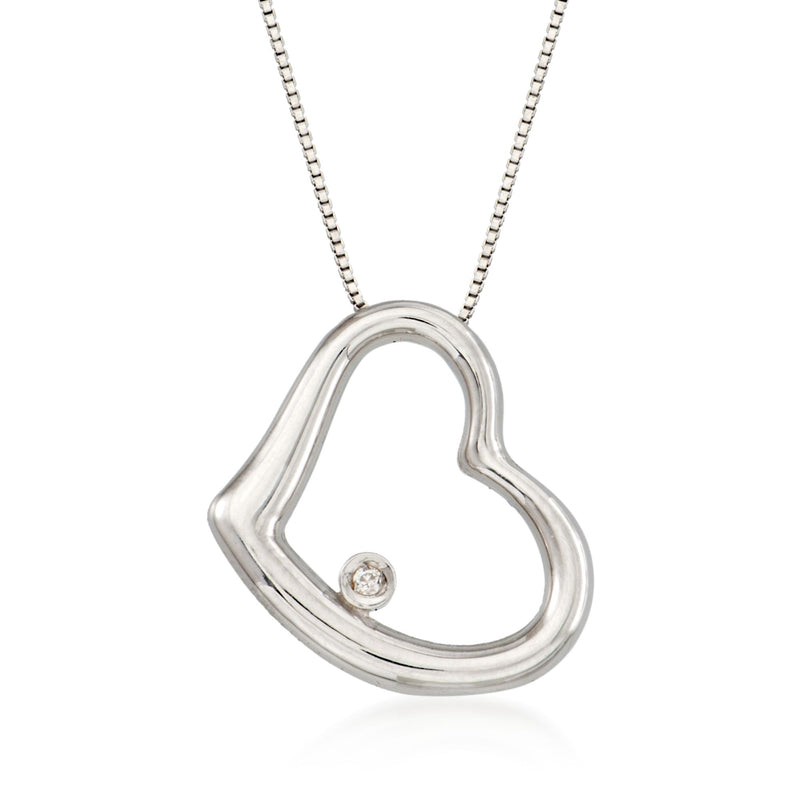 Roberto Coin white gold heart pendant necklace with small round diamond detail