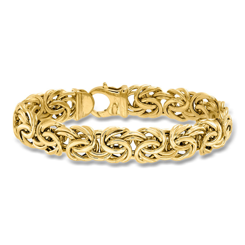 14kt yellow gold Byzantine chain bracelet with interlocking oval links