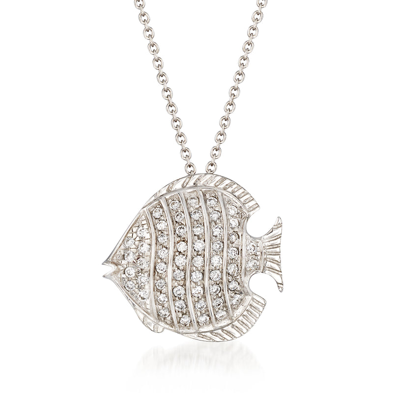 Roberto Coin diamond fish necklace in 18kt white gold