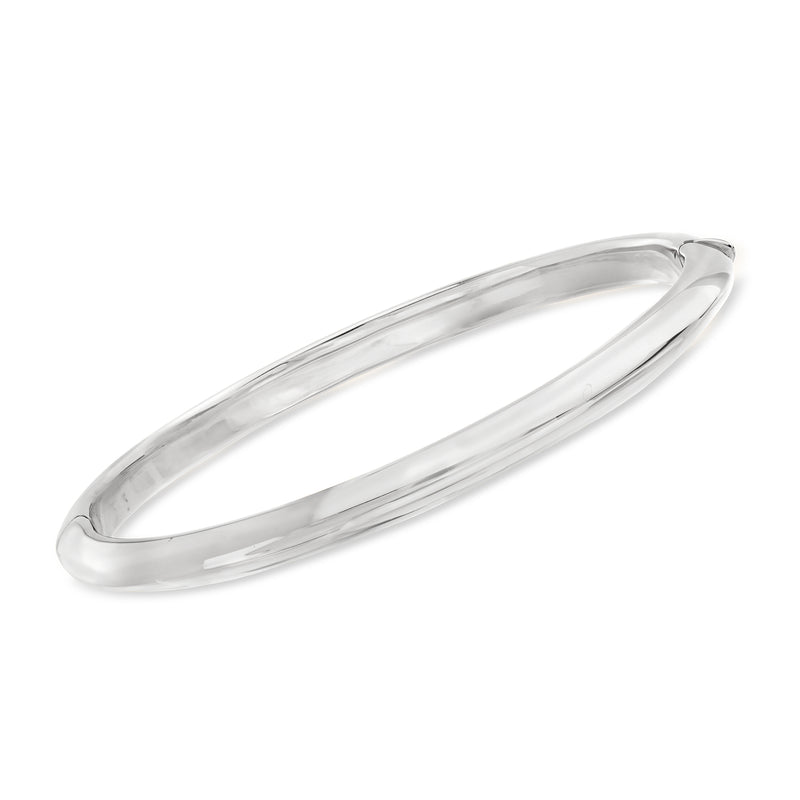 Roberto Coin 18kt white gold bangle bracelet, smooth polished oval band