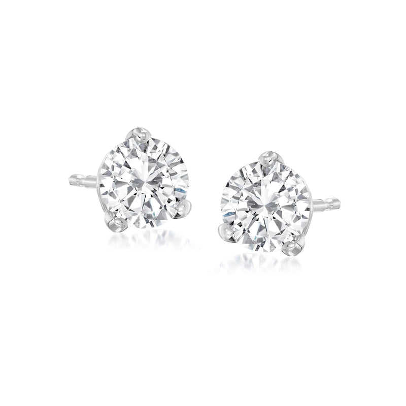 Platinum round brilliant diamond martini stud earrings, sparkling cluster setting