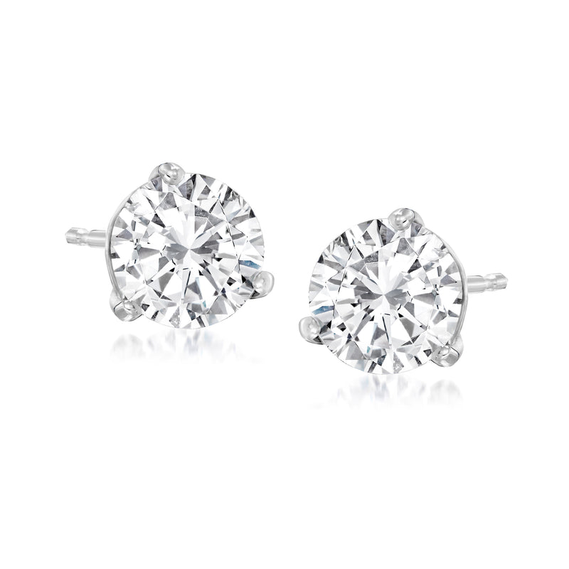 Platinum diamond martini stud earrings with round brilliant-cut stones