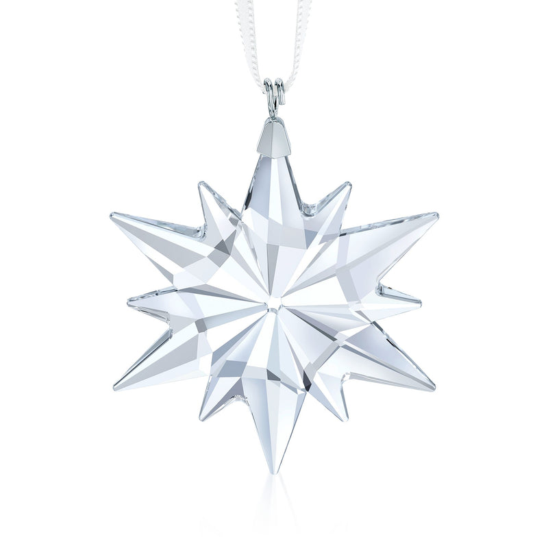 Swarovski crystal star ornament with faceted clear design and hanging loop