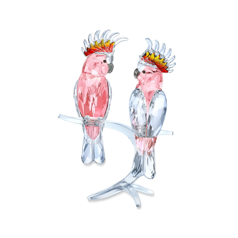 Swarovski crystal cockatoos figurine with pink and clear crystal bodies