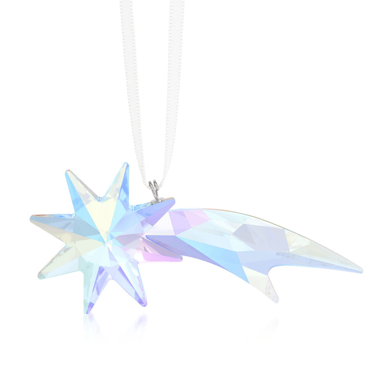Swarovski crystal shooting star ornament, multicolor Aurora Borealis with hanging loop