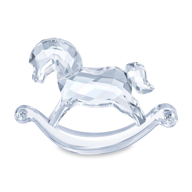 Swarovski crystal rocking horse figurine, clear faceted glass finish