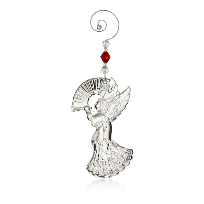 Waterford crystal angel ornament with red and clear crystal accents