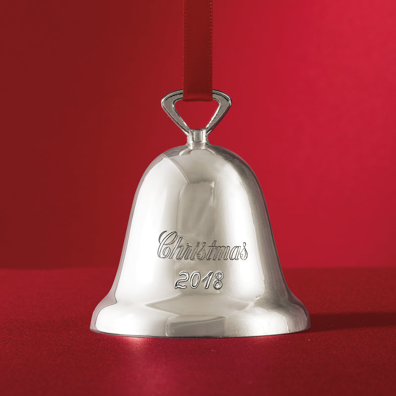 Reed & Barton silver plate bell ornament with Christmas 2018 engraving