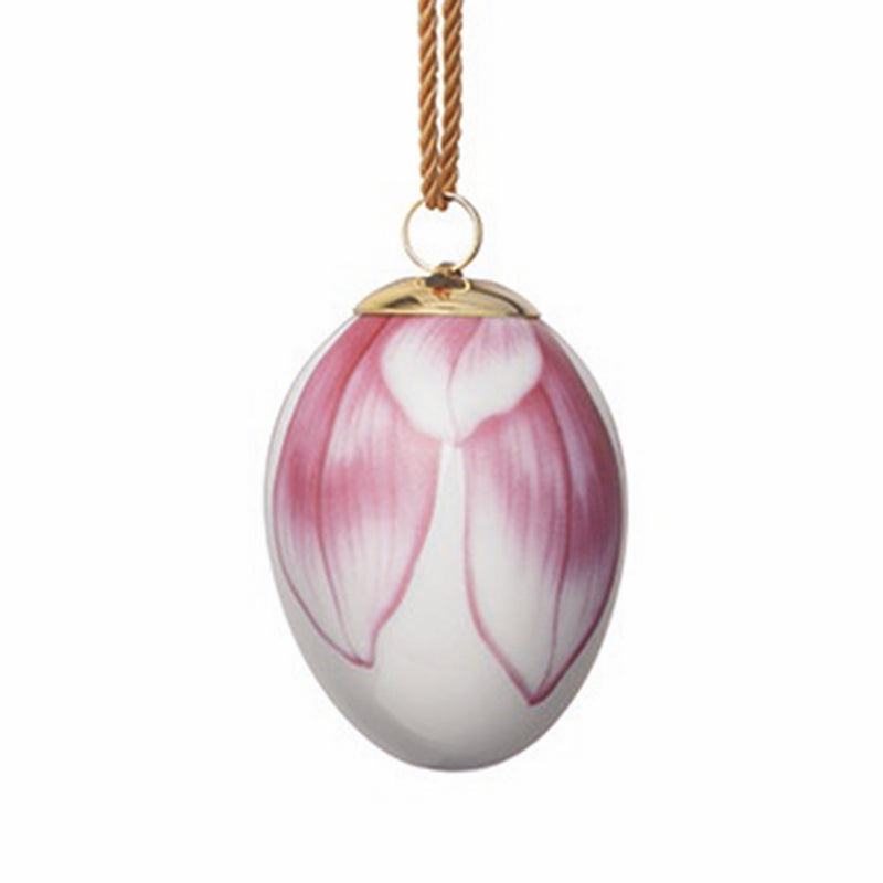 Royal Copenhagen Magnolia Petals 2019 hanging Easter egg ornament, pink flower petal design