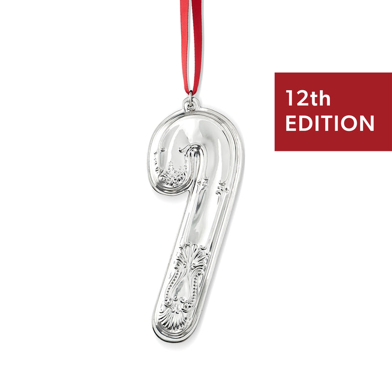 Wallace 12th edition sterling silver candy cane ornament with hanging loop