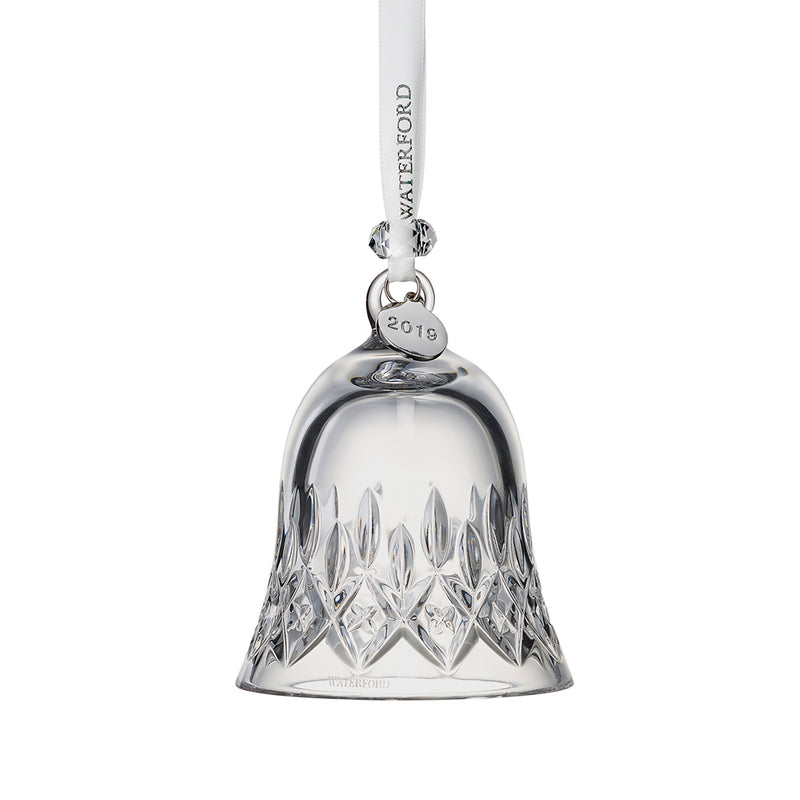 Waterford Crystal Lismore bell ornament with hanging ribbon and 2015 charm
