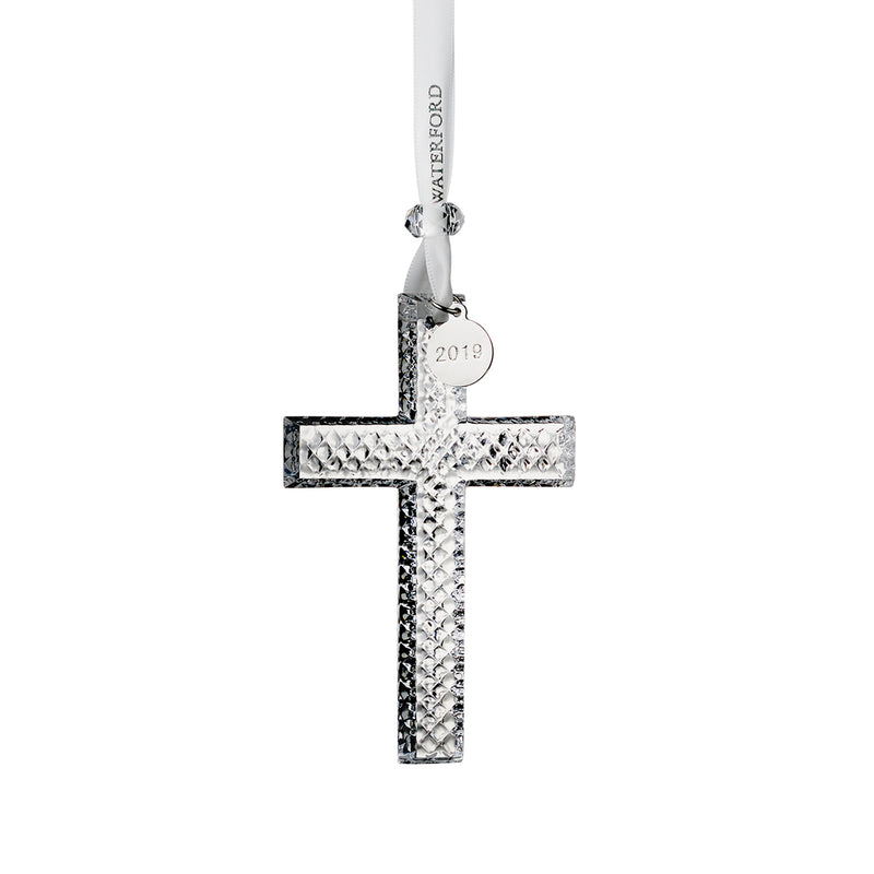 Waterford crystal cross ornament with faceted cross and 2019 charm