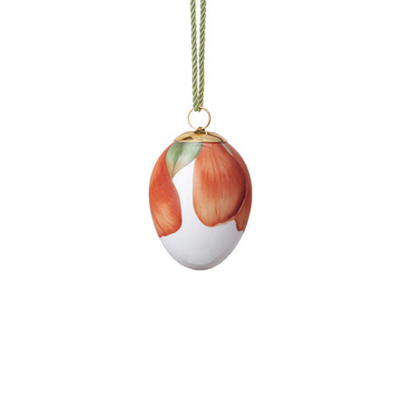 Royal Copenhagen porcelain Easter egg ornament with orange petal print