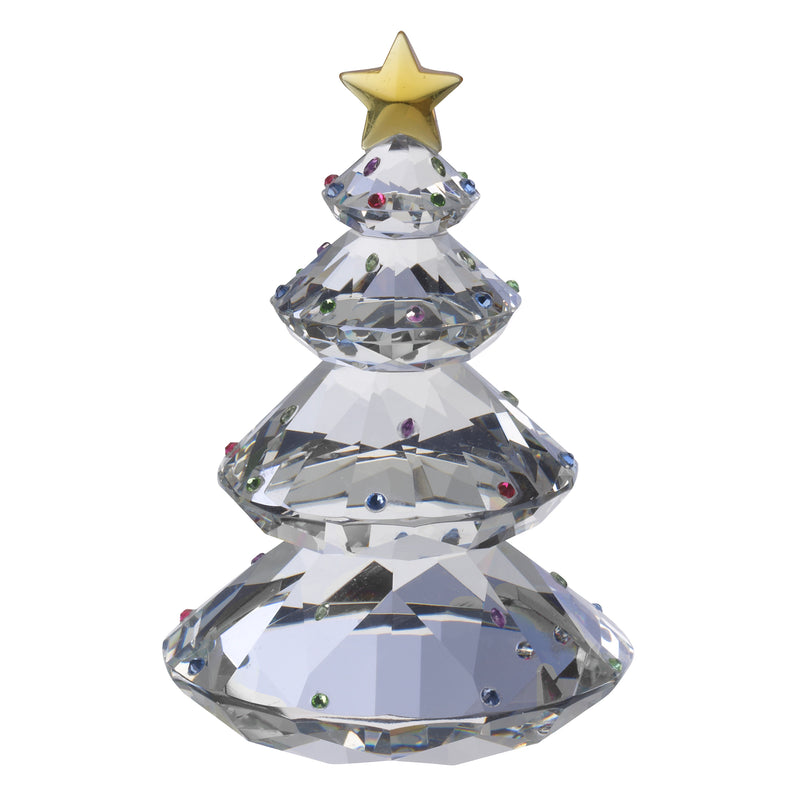 Faceted crystal Christmas tree ornament with gold star topper