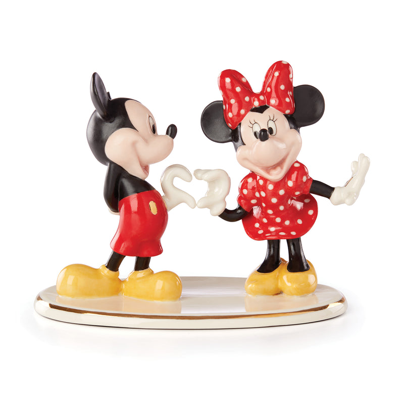 Lenox Disney Mickey and Minnie figurine with red polka-dot dress and white heart