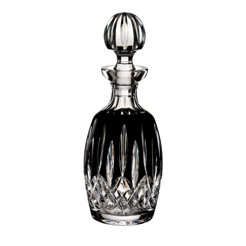 Waterford Crystal Lismore black decanter with faceted cut glass body and stopper